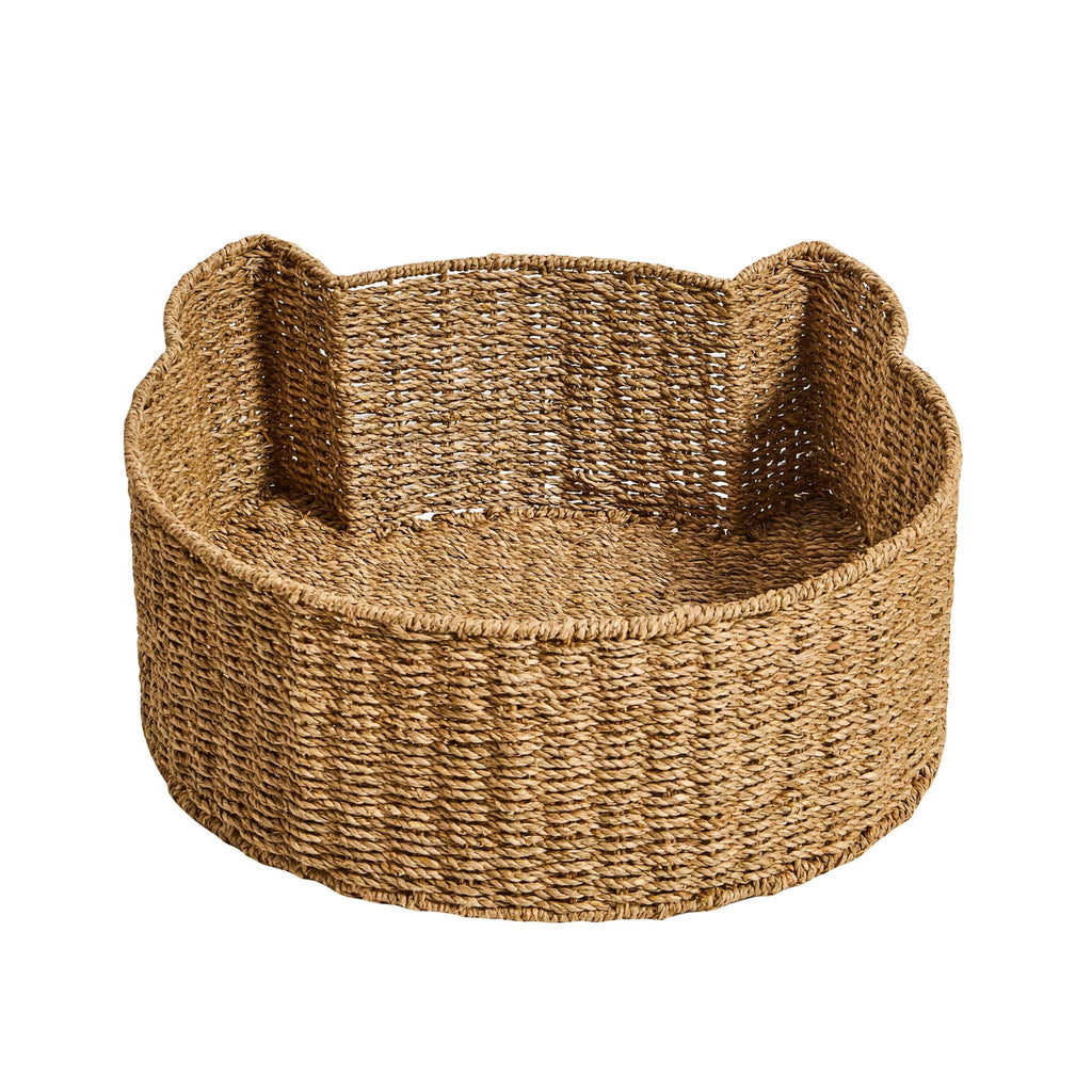 Dusklia - Maple Cat Shaped Seagrass Multi-use Storage Basket/ Bed - Natural