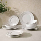 Dusklia - Margalo Beaded 12 Piece Dinner Set- White