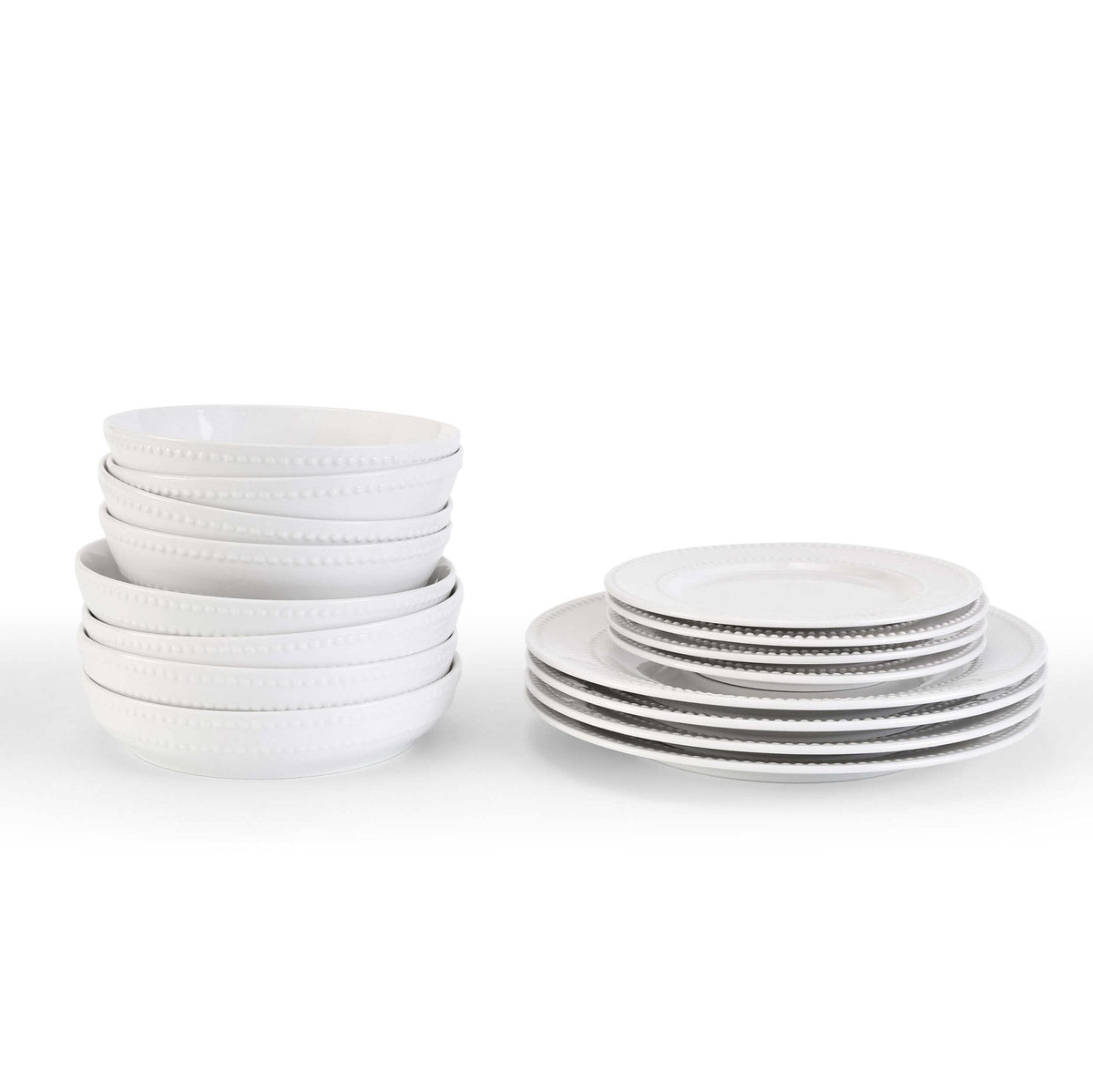 Dusklia - Margalo Beaded 16 Piece Dinner Set- White