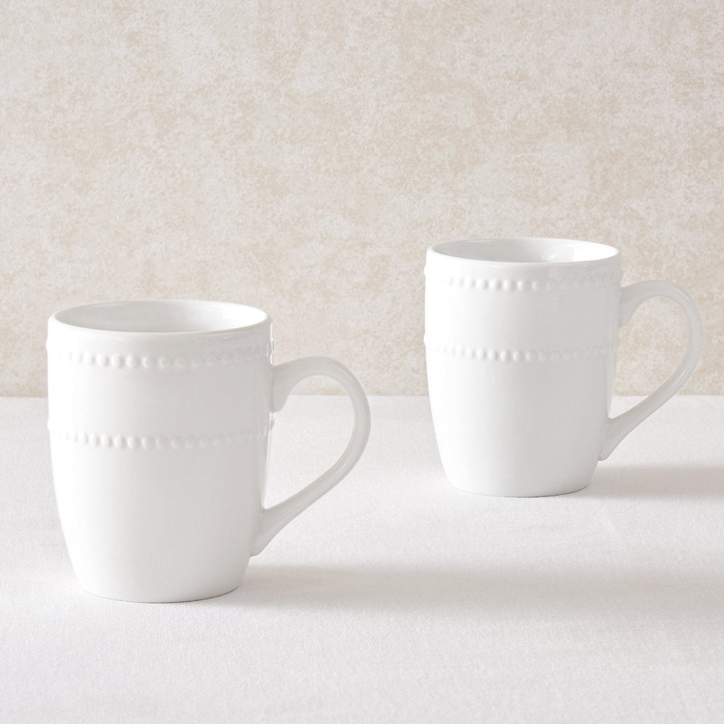 Dusklia - Margalo Beaded Set of 4 Mugs - White