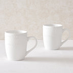 Dusklia - Margalo Beaded Set of 2 Mugs - White