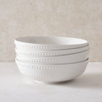 Dusklia - Margalo Beaded Set of 4 Cereal Bowls - White