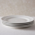 Dusklia - Margalo Beaded Set of 4 Dinner Plates - White