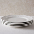 Dusklia - Margalo Beaded Set of 4 Dinner Plates - White
