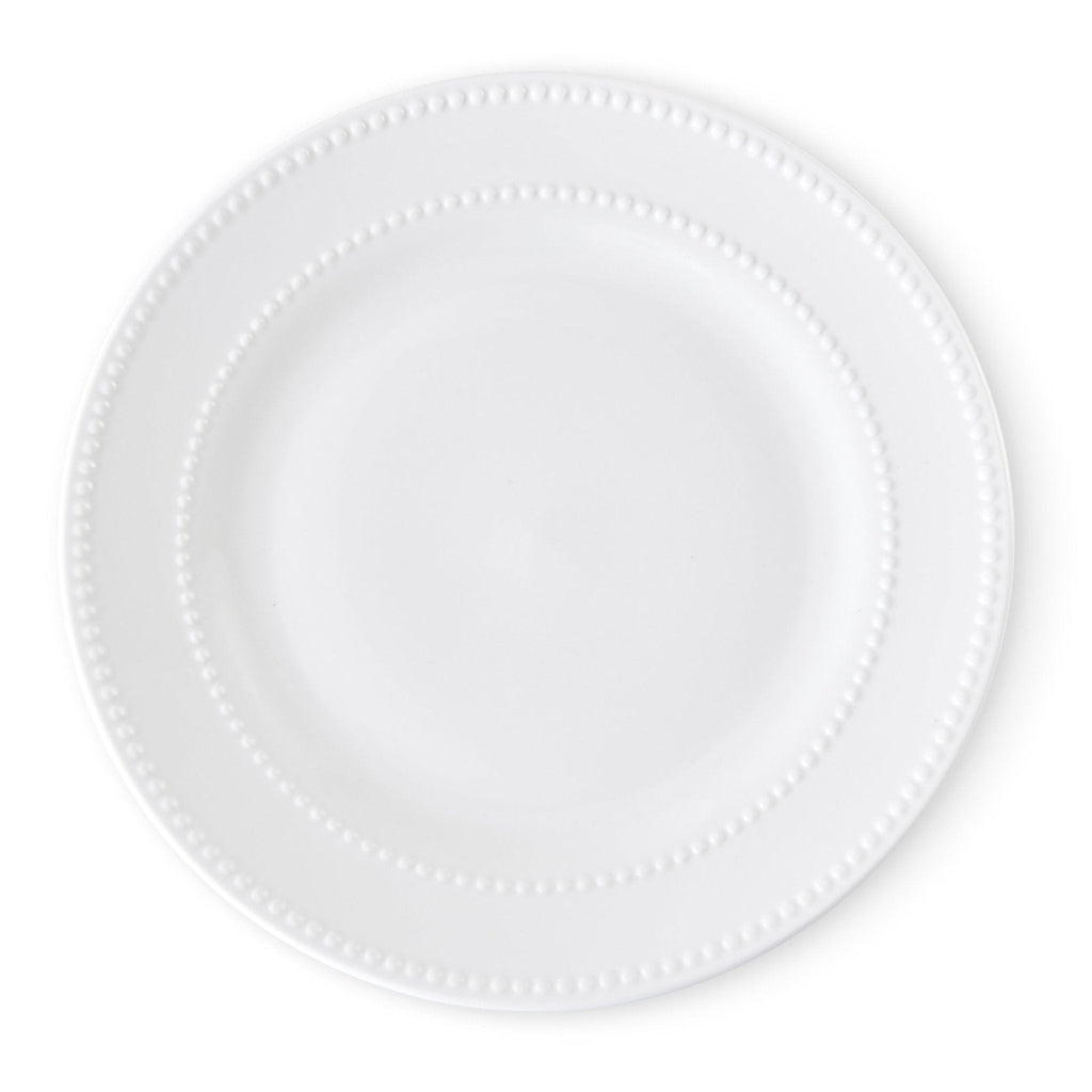 Dusklia - Margalo Beaded Set of 4 Dinner Plates - White