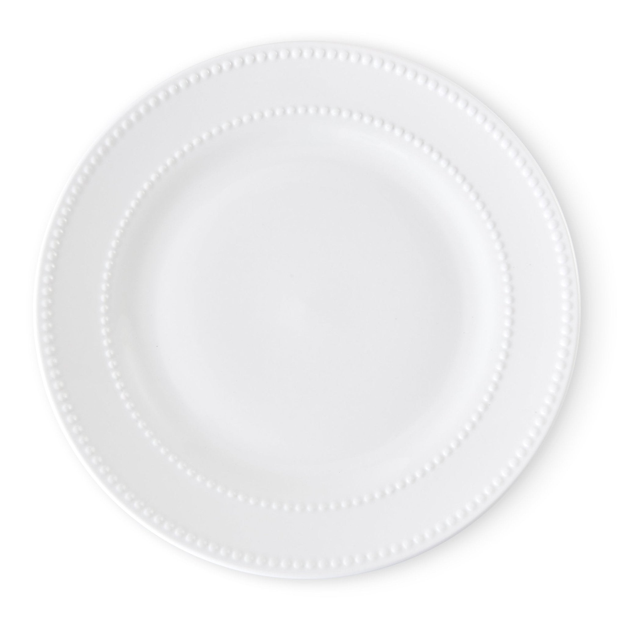 Dusklia - Margalo Beaded Set of 4 Dinner Plates - White