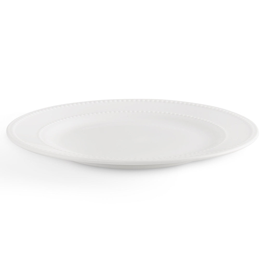 Dusklia - Margalo Beaded Set of 4 Dinner Plates - White