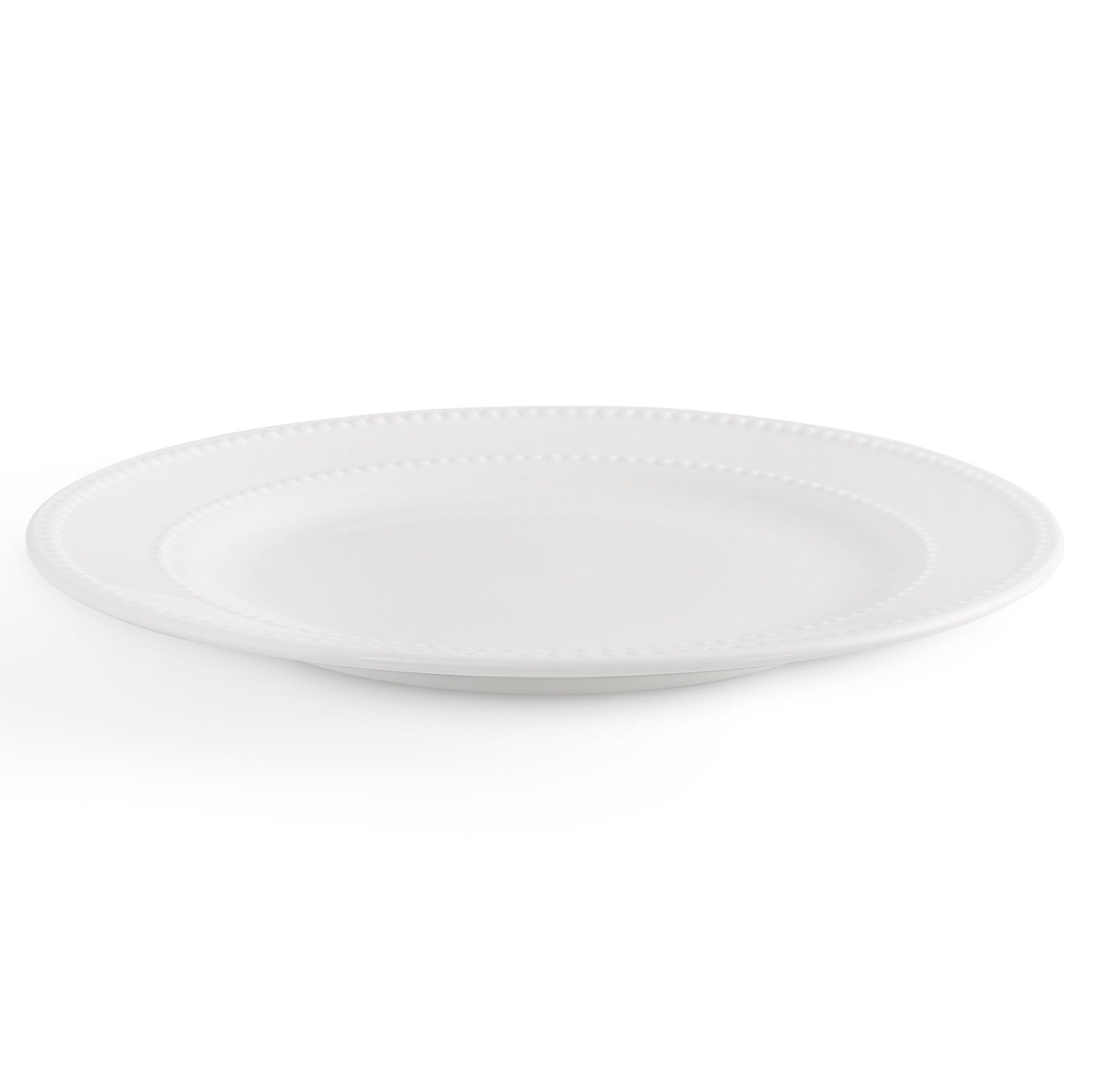 Dusklia - Margalo Beaded Set of 4 Dinner Plates - White