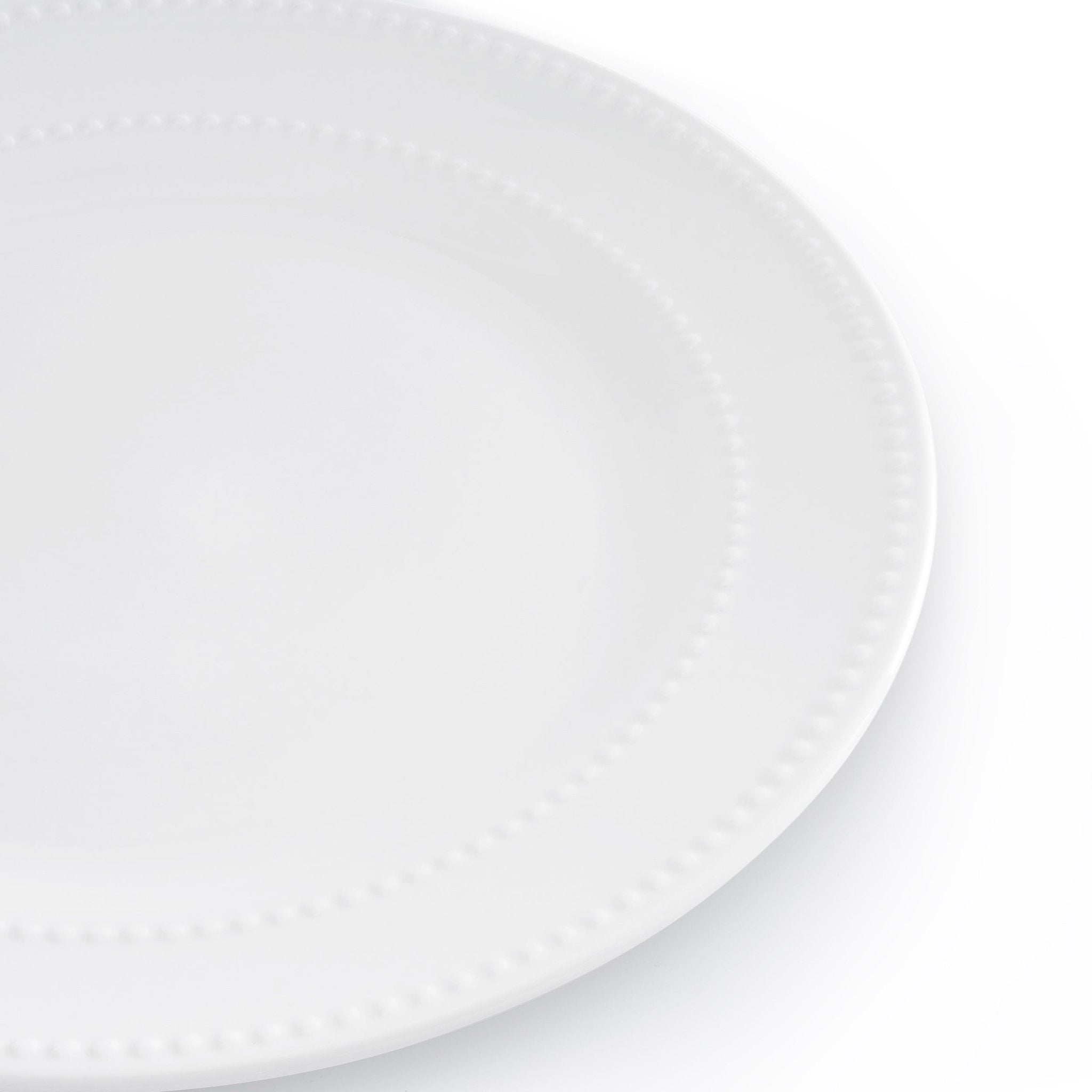 Dusklia - Margalo Beaded Set of 4 Dinner Plates - White