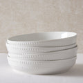 Dusklia - Margalo Beaded Set of 4 Pasta Bowls - White