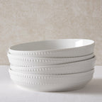 Dusklia - Margalo Beaded Set of 4 Pasta Bowls - White