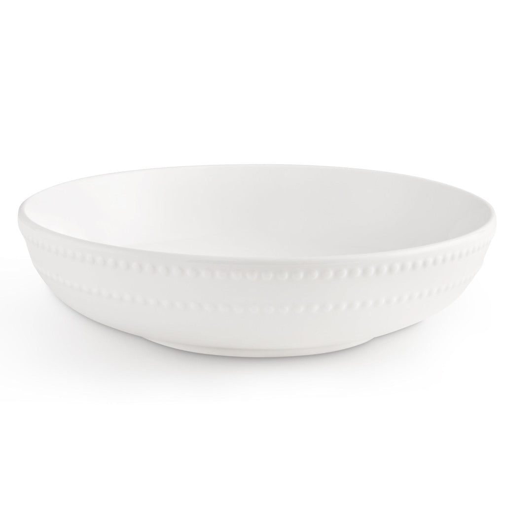 Dusklia - Margalo Beaded Set of 4 Pasta Bowls - White