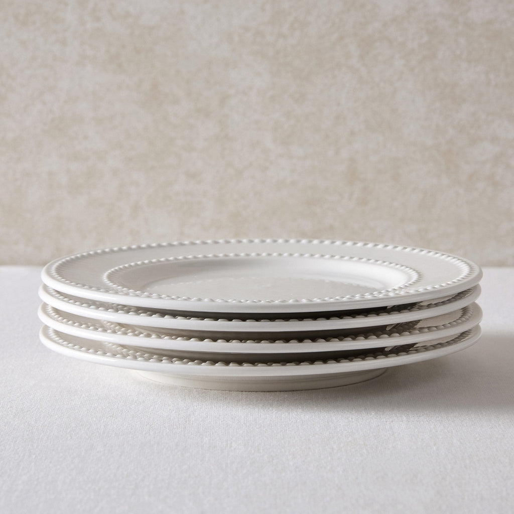 Dusklia - Margalo Beaded Set of 4 Side Plates - White