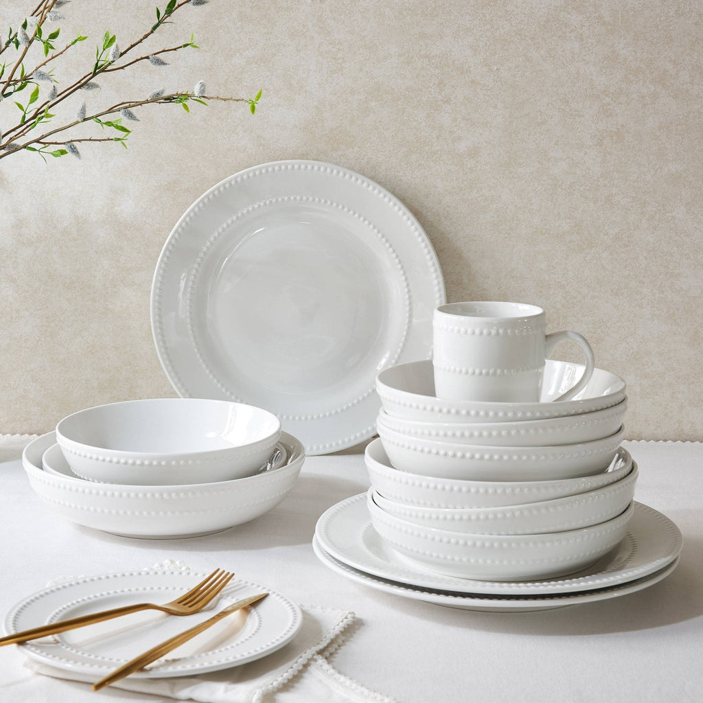 Dusklia - Margalo Beaded Set of 4 Side Plates - White