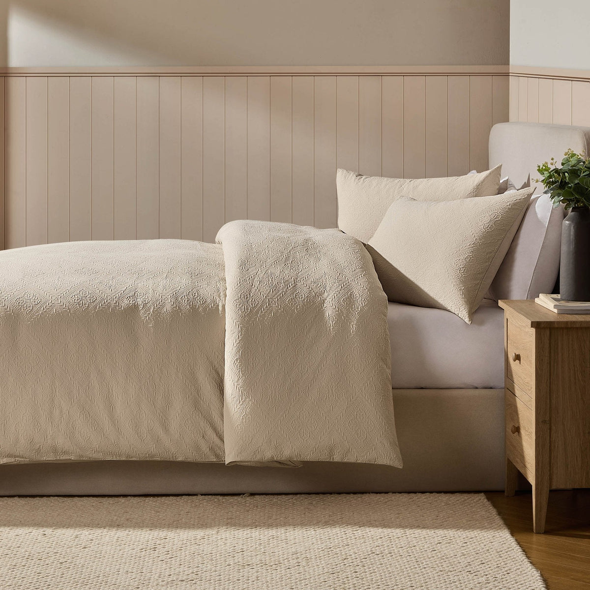 Dusklia - Margot 200 Thread Count Duvet Cover & Pillowcase Set - Natural