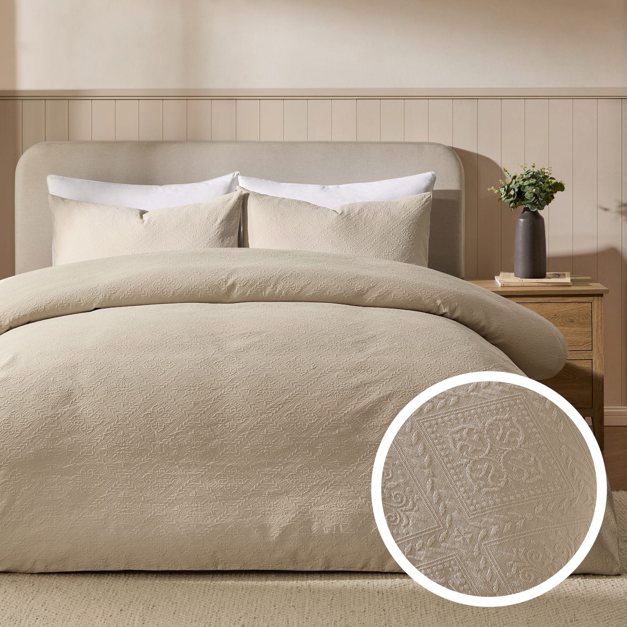 Dusklia - Margot 200 Thread Count Duvet Cover & Pillowcase Set - Natural