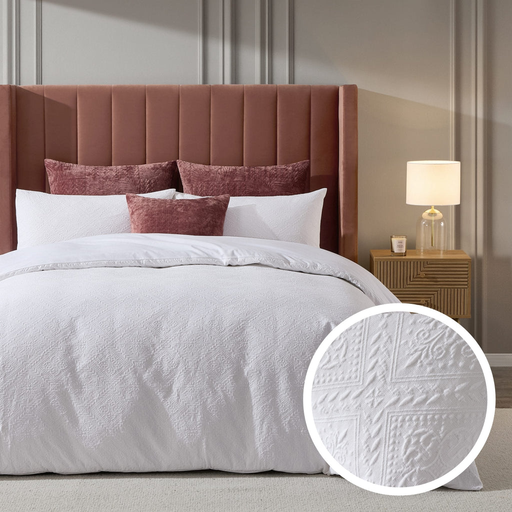 Dusklia - Margot 200 Thread Count Duvet Cover & Pillowcase Set - White