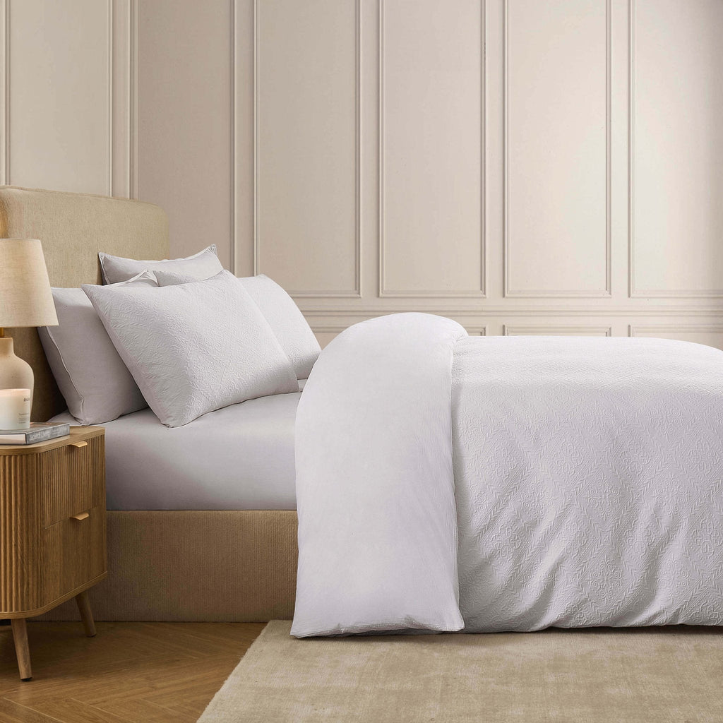 Dusklia - Margot 200 Thread Count Duvet Cover & Pillowcase Set - White