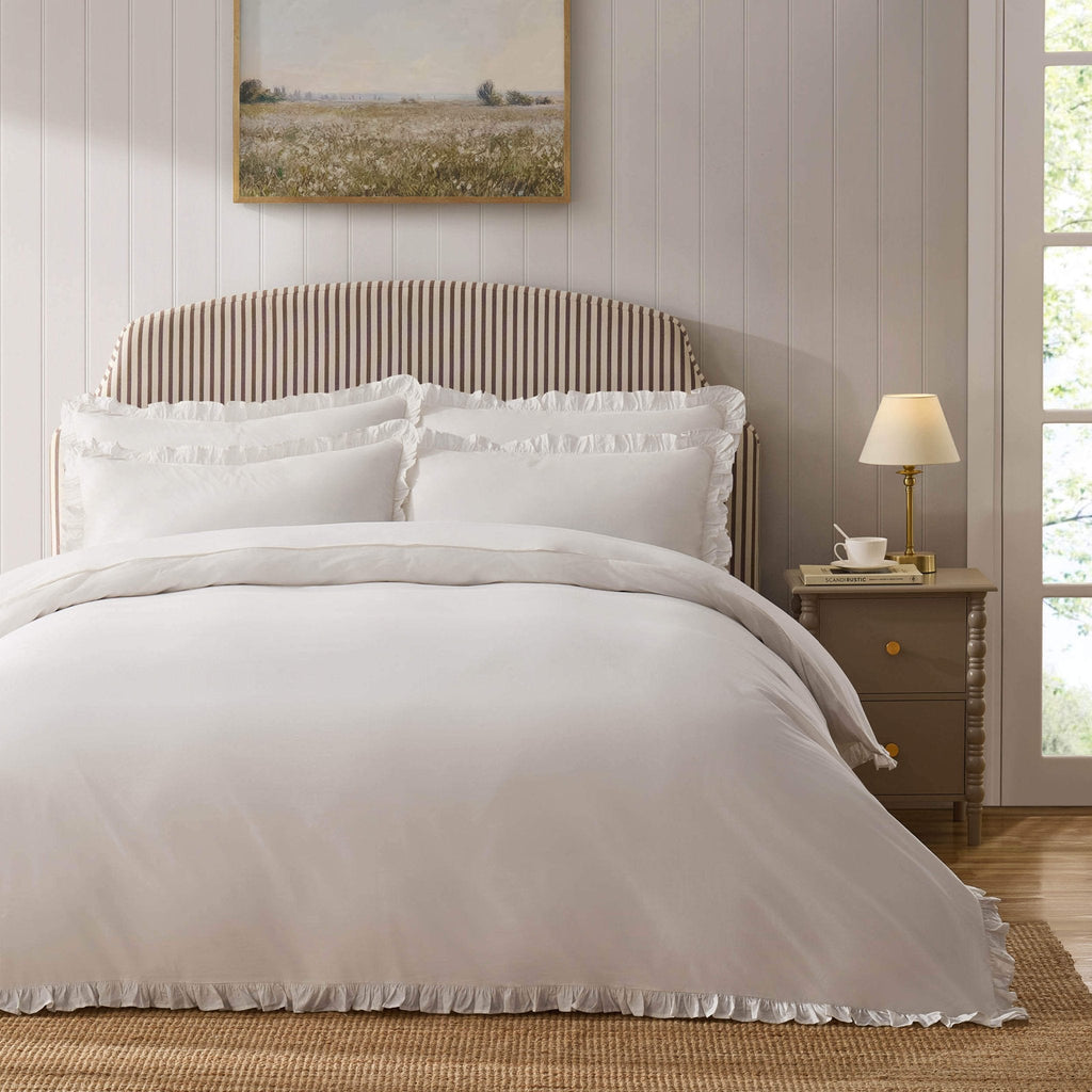 Dusklia - Marion 200 Thread Count Ruffle Edge Duvet Cover - Ecru