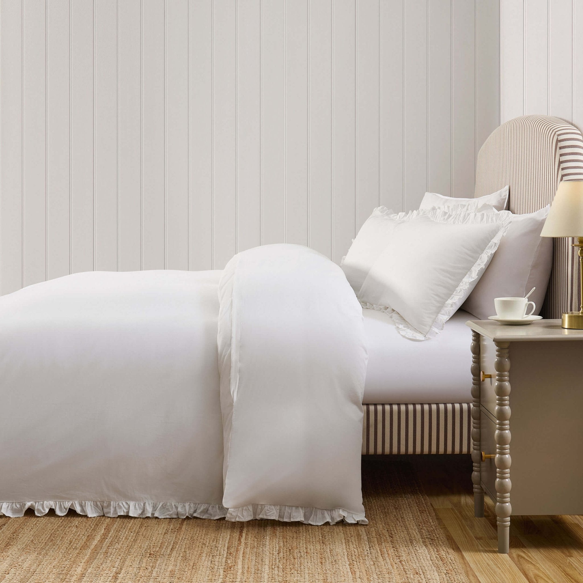 Dusklia - Marion 200 Thread Count Ruffle Edge Duvet Cover - Ecru