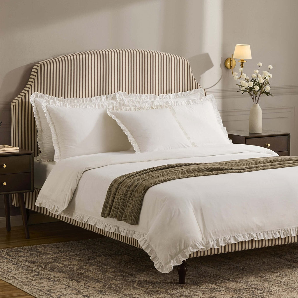 Dusklia - Marion 200 Thread Count Ruffle Edge Duvet Cover - Ecru