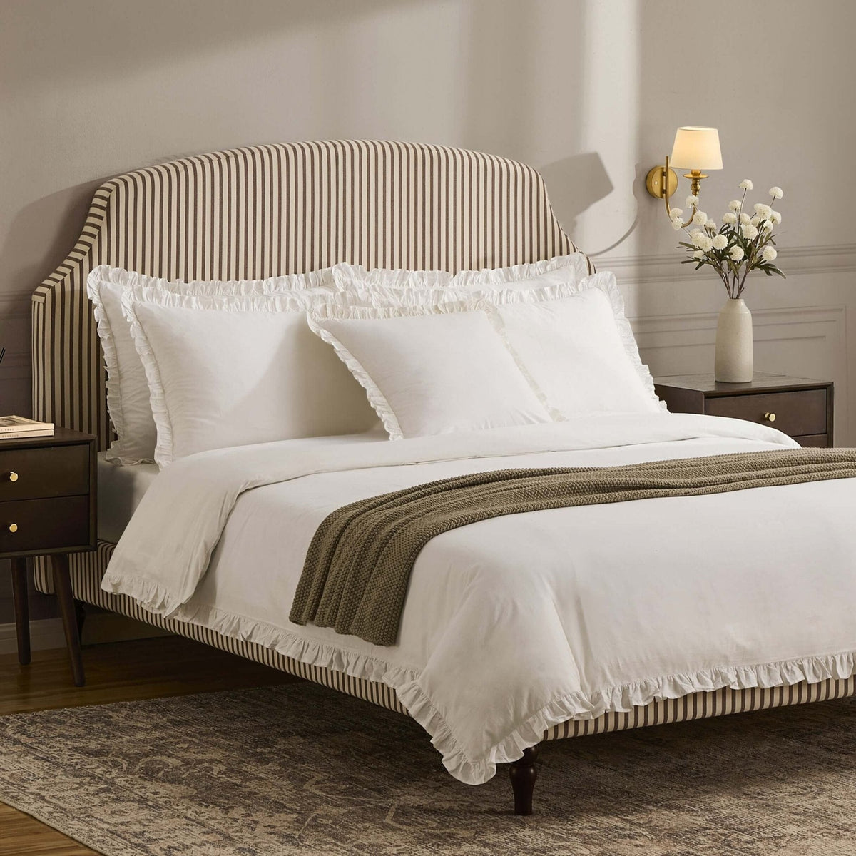 Dusklia - Marion 200 Thread Count Ruffle Edge Duvet Cover - Ecru