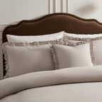 Dusklia - Marion 200 Thread Count Ruffle Edge Duvet Cover - Sand