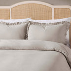 Dusklia - Marion Ruffle Edge Square Pillowcase - Washed Cotton  - Sand