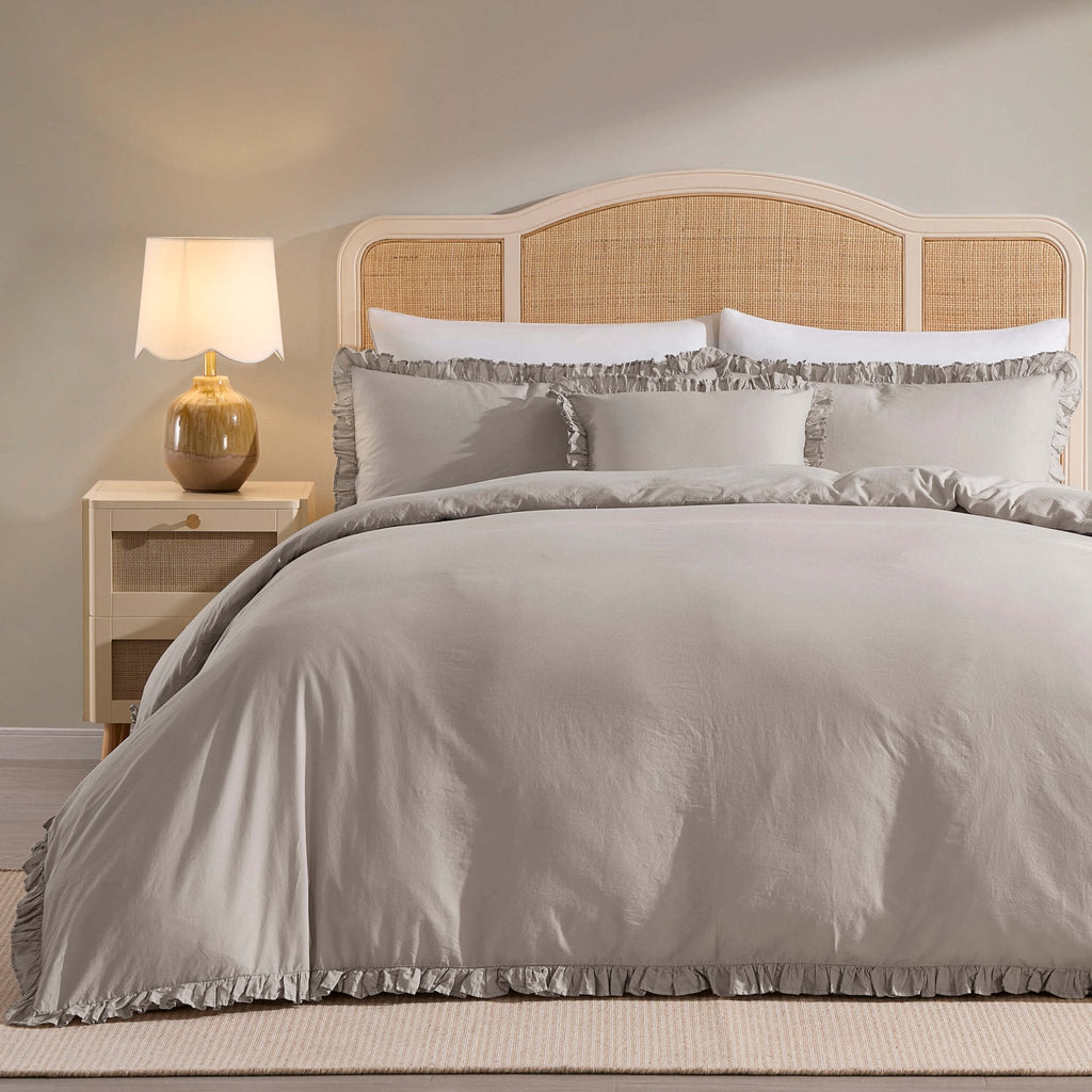 Dusklia - Marion Ruffle Edge Square Pillowcase - Washed Cotton  - Sand