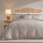 Dusklia - Marion Ruffle Edge Square Pillowcase - Washed Cotton  - Sand
