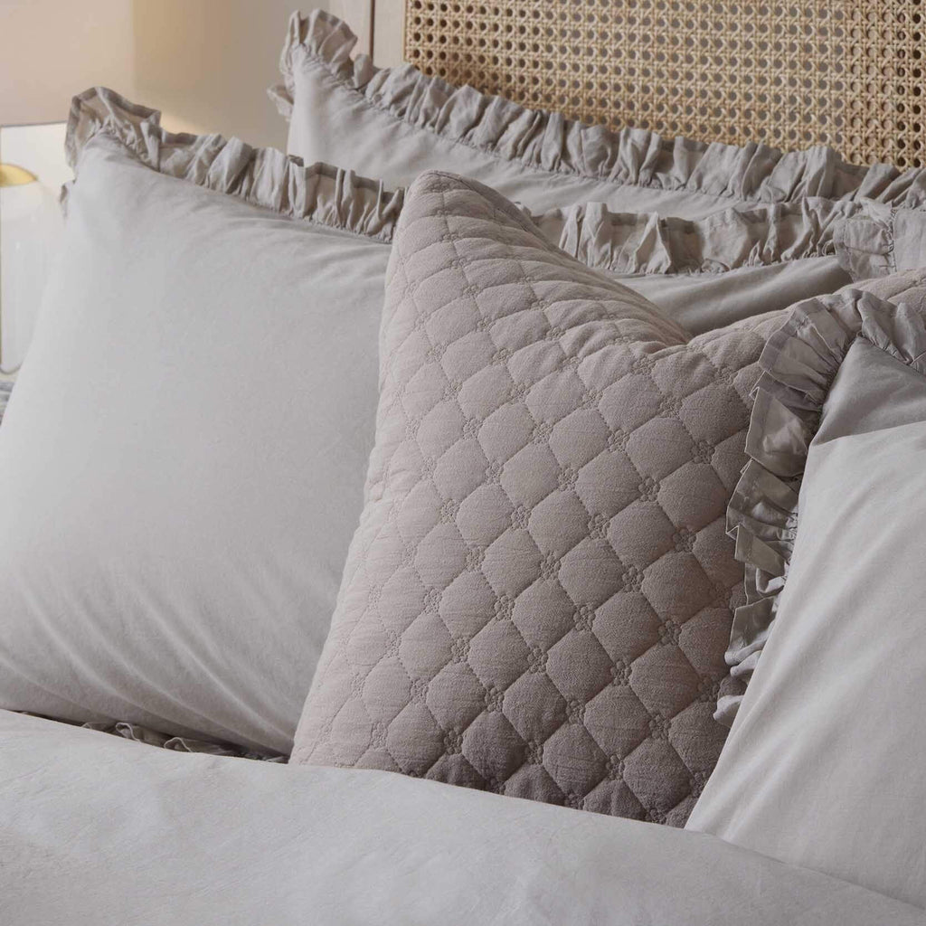 Dusklia - Marion Ruffle Edge Square Pillowcase - Washed Cotton  - Sand