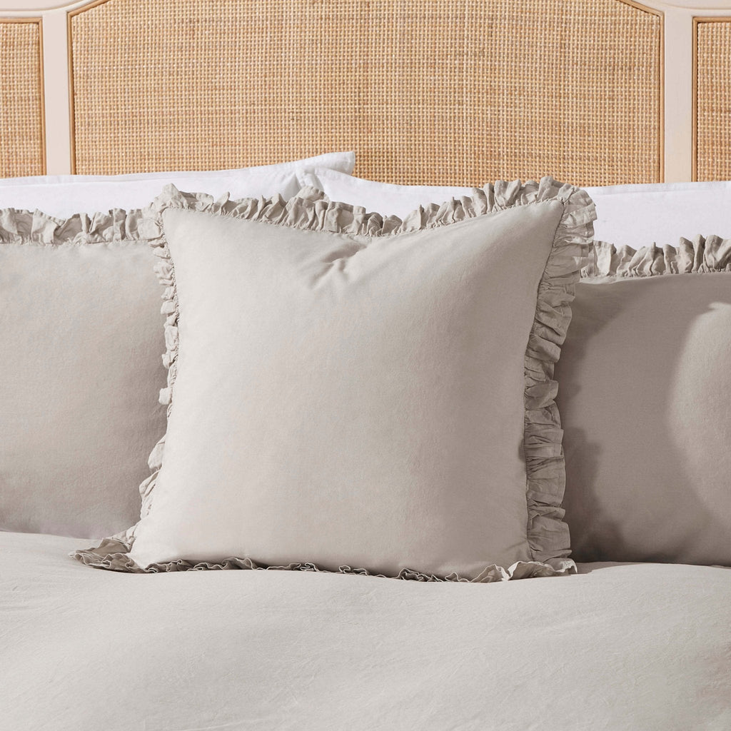 Dusklia - Marion Ruffle Edge Square Pillowcase - Washed Cotton  - Sand