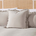 Dusklia - Marion Ruffle Edge Square Pillowcase - Washed Cotton  - Sand