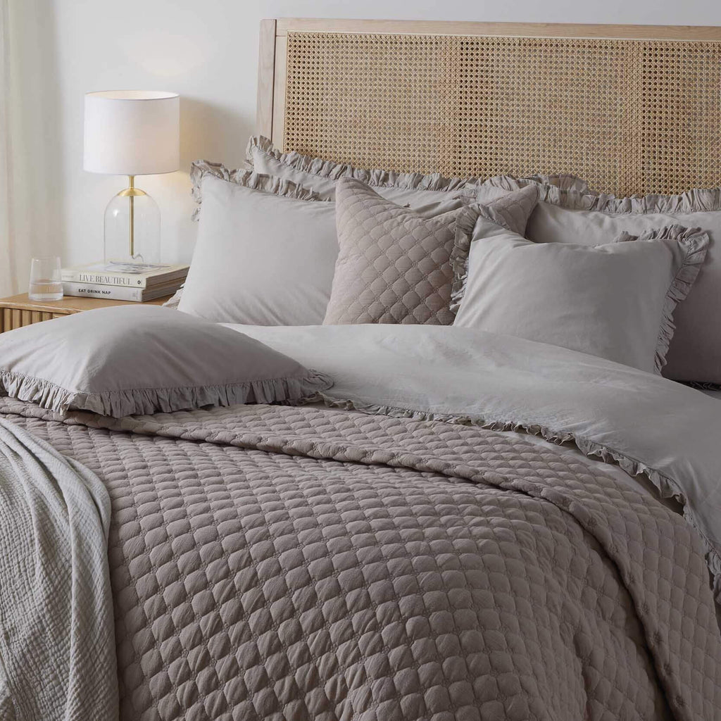 Dusklia - Marion Ruffle Edge Square Pillowcase - Washed Cotton  - Sand