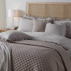 Dusklia - Marion Ruffle Edge Square Pillowcase - Washed Cotton  - Sand