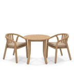 Dusklia - Maris Outdoor 2 Seater Round Bistro Dining Table and Chairs - Natural