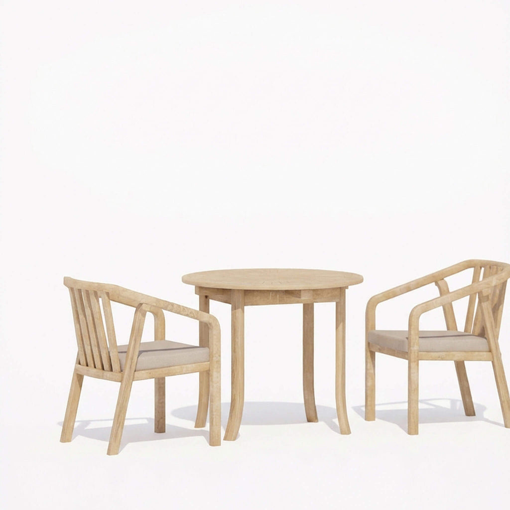 Dusklia - Maris Outdoor 2 Seater Round Bistro Dining Table and Chairs - Natural