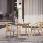 Dusklia - Maris Outdoor 2 Seater Round Bistro Dining Table and Chairs - Natural