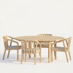 Dusklia - Maris Outdoor 4 Seater Round Dining Table Set - Natural