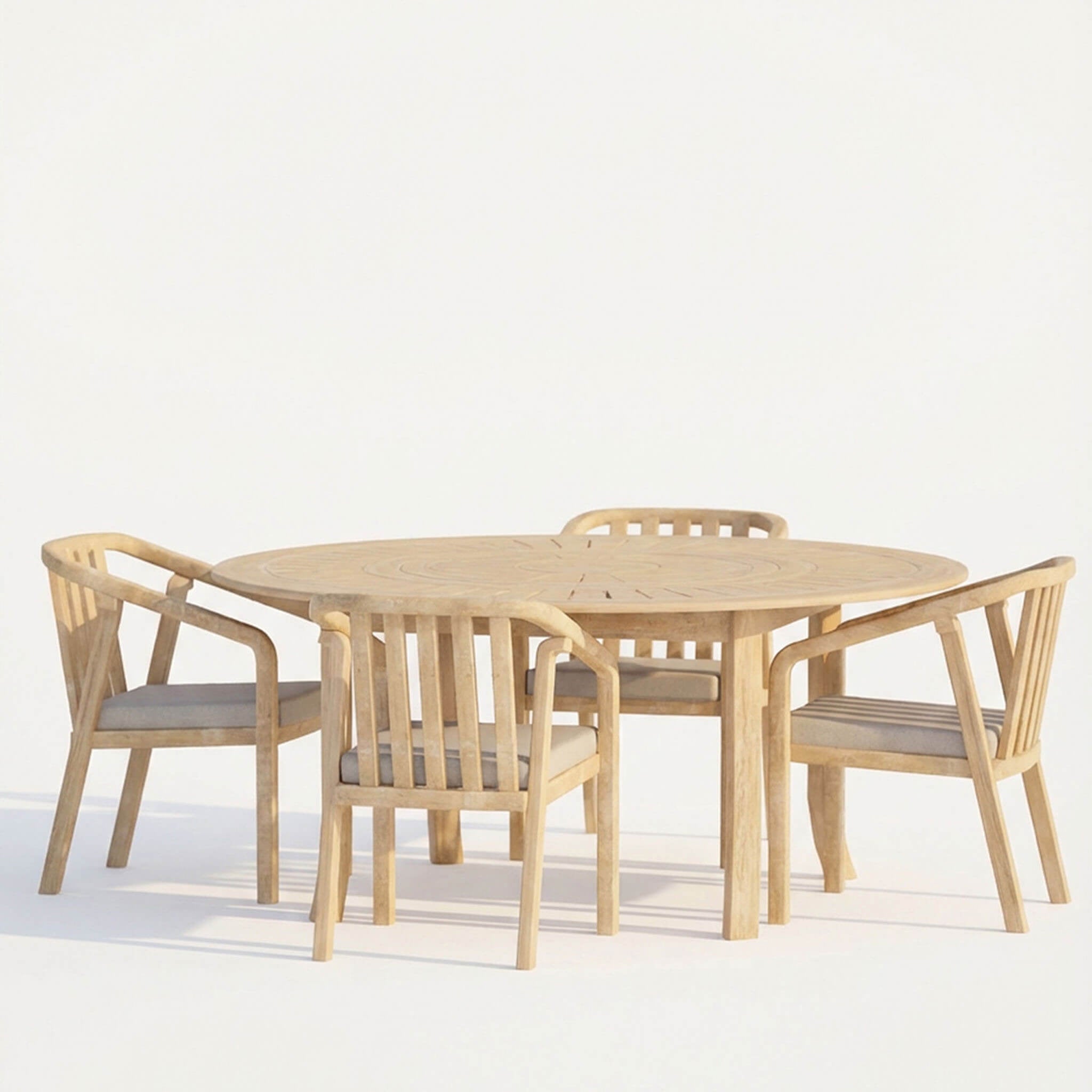 Dusklia - Maris Outdoor 4 Seater Round Dining Table Set - Natural
