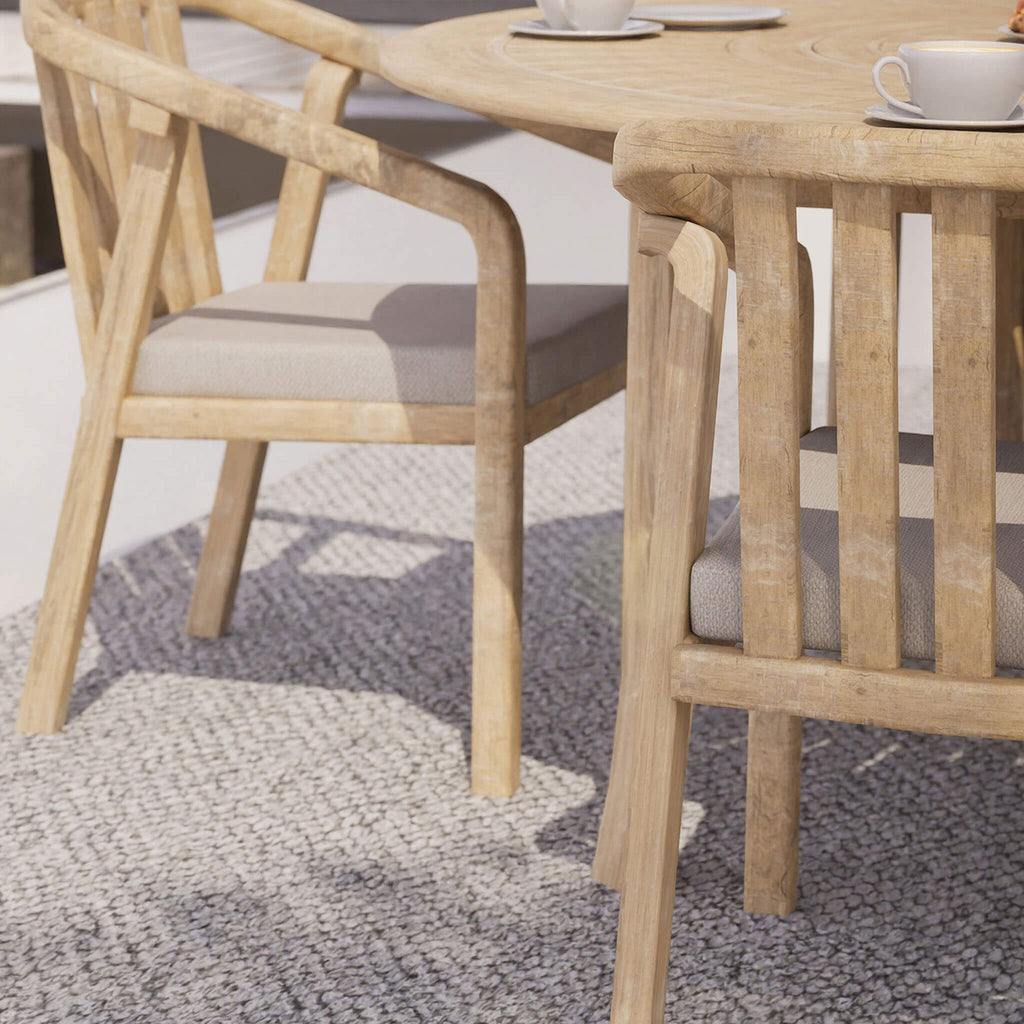 Dusklia - Maris Outdoor 4 Seater Round Dining Table Set - Natural