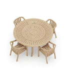 Dusklia - Maris Outdoor 4 Seater Round Dining Table Set - Natural