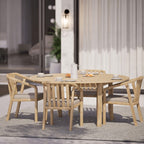 Dusklia - Maris Outdoor 4 Seater Round Dining Table Set - Natural