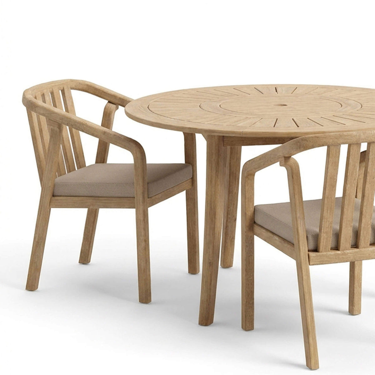 Dusklia - Maris Outdoor 4 Seater Round Dining Table Set - Natural