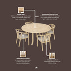 Dusklia - Maris Outdoor 4 Seater Round Dining Table Set - Natural