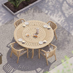 Dusklia - Maris Outdoor 4 Seater Round Dining Table Set - Natural