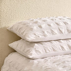 Dusklia - Marissa 100% Cotton Seersucker Check Duvet Cover & Pillowcase Set - White