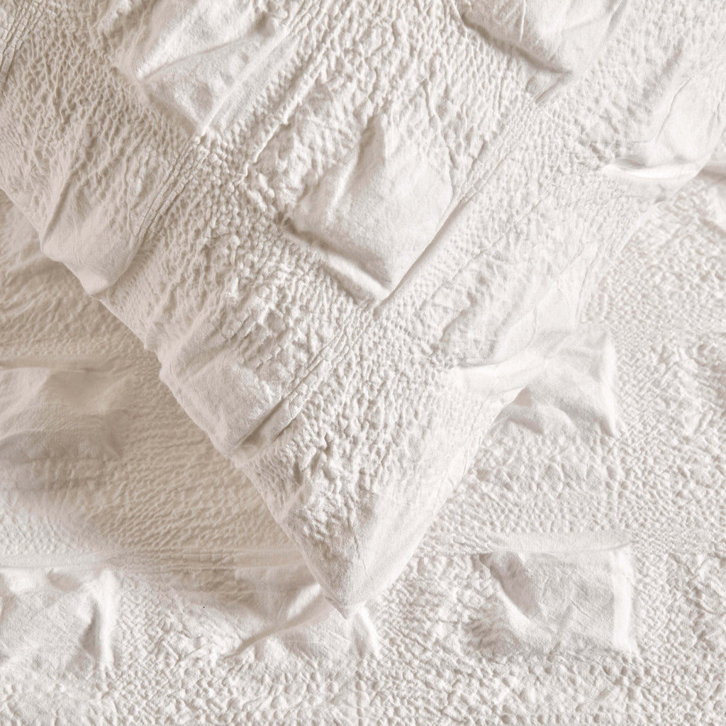 Dusklia - Marissa 100% Cotton Seersucker Check Duvet Cover & Pillowcase Set - White
