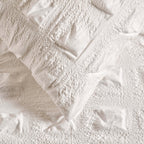 Dusklia - Marissa 100% Cotton Seersucker Check Duvet Cover & Pillowcase Set - White