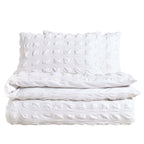 Dusklia - Marissa 100% Cotton Seersucker Check Duvet Cover & Pillowcase Set - White
